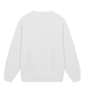 Full back view of the white Big Fred Golf crewneck sweatshirt, showcasing its clean and minimalist design with premium ribbed cuffs and hem.